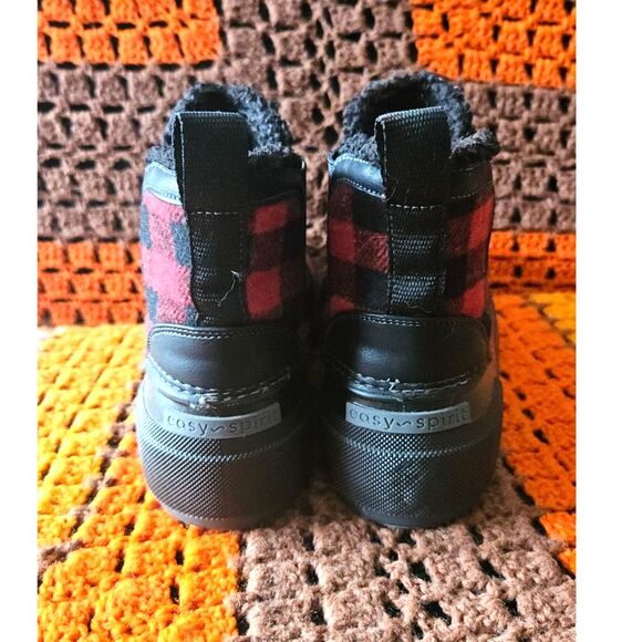 Easy Spirit Icicles Winter Ankle Boot Red Black 8 ~ Faux Shearling Lined - Picture 2 of 6